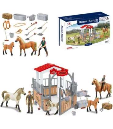 WOOPIE Набор: конюшня и загон для лошадей, 18 фигурок
