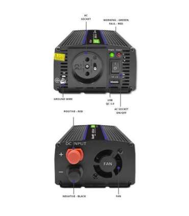 Qoltec Monolith power adapter/inverter Auto/Indoor 600 W Black