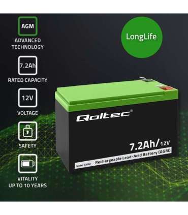 Qoltec 53062 AGM battery 12V 7.2 Ah max 108A