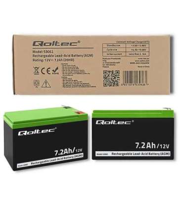 Qoltec 53062 AGM battery 12V 7.2 Ah max 108A