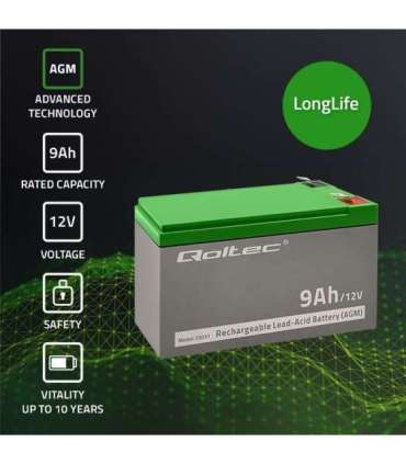 Qoltec 53031 AGM battery 12V 9Ah