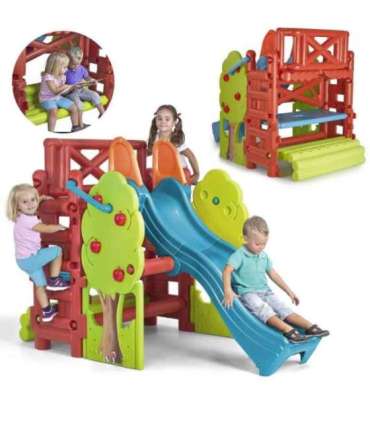 FEBER Wood House mänguväljak liuguriga ja lauaga