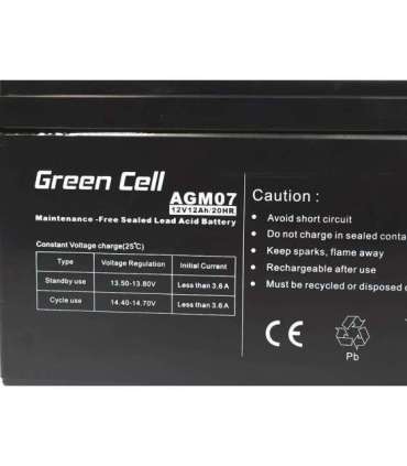 GREEN CELL GEL BATTERY AGM07 12V 12AH