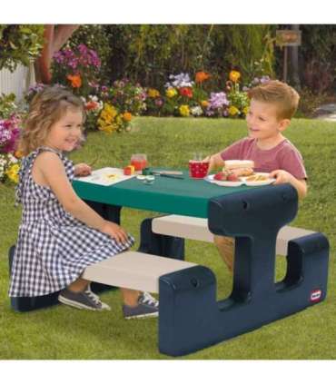 Little Tikes sinakas-roheline lastele mõeldud piknikulaud aeda