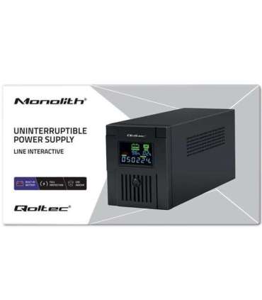 Qoltec 53770 uninterruptible power supply (UPS) Line-Interactive 1.5 kVA 900 W 2 AC outlet(s)
