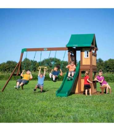 BACKYARD DISCOVERY Puidust Lakewood mänguväljak — kiiged, liumägi, mängumaja