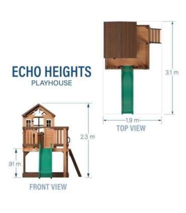 BACKYARD DISCOVERY Puidust mänguväljak Echo Heights liumägi mängumaja mänguköök