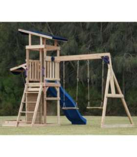 AXI puidust suur mänguväljak: kiiged, liumägi, torn + liivakast