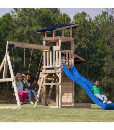 AXI puidust suur mänguväljak: kiiged, liumägi, torn + liivakast