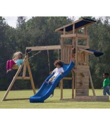 AXI puidust suur mänguväljak: kiiged, liumägi, torn + liivakast