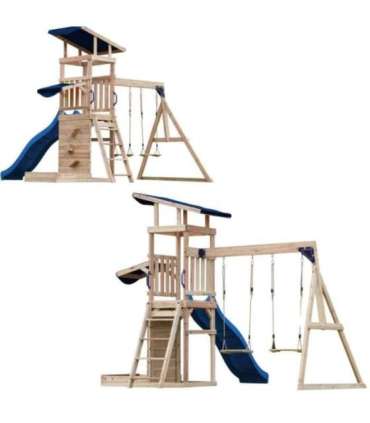 AXI puidust suur mänguväljak: kiiged, liumägi, torn + liivakast