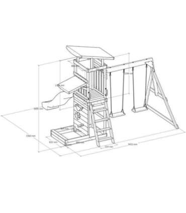 AXI puidust suur mänguväljak: kiiged, liumägi, torn + liivakast