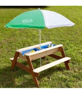 AXI Stół Piknikowy Nick z Ławką i Parasolem oraz Pojemnikami na Wodę/Piasek