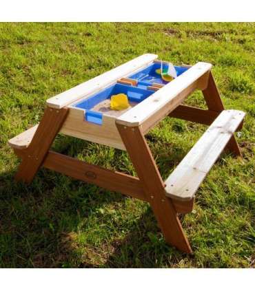 AXI Stół Piknikowy Nick z Ławką i Parasolem oraz Pojemnikami na Wodę/Piasek