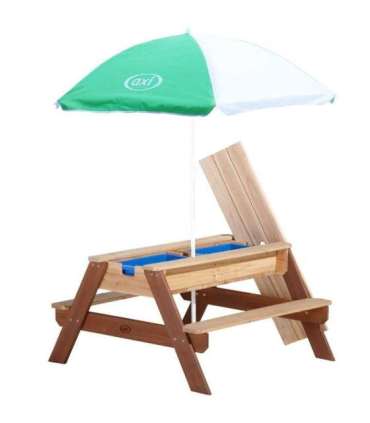 AXI Stół Piknikowy Nick z Ławką i Parasolem oraz Pojemnikami na Wodę/Piasek