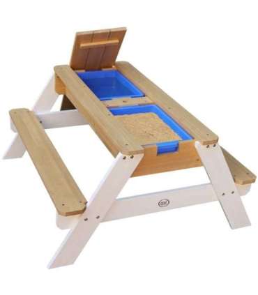 AXI Пикниковый стол Nick с лавкой и зонтом и контейнерами для воды/песка