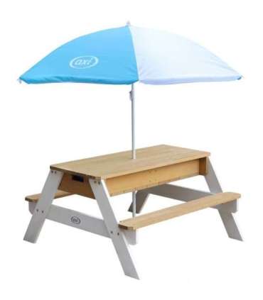 AXI Nick piknikulaud pingiga ja päikesevarjuga ning vee-/liivakonteineritega