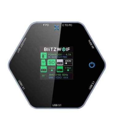 Blitzwolf 8in1 docking station BW-TH16 USB 100W LCD Smart Display