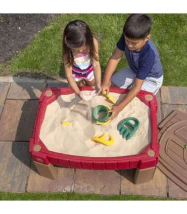 STEP2 Большой стол-песочница с крышкой и автотреком
