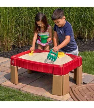 STEP2 Большой стол-песочница с крышкой и автотреком