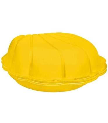 WOOPIE kollane koorekujuline liivakast, suletav, 2-ühes kuiv bassein, 1 tk.