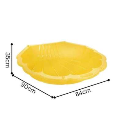 WOOPIE kollane koorekujuline liivakast, suletav, 2-ühes kuiv bassein, 1 tk.