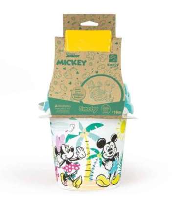 SMOBY зелёное ведёрко с Микки и Минни, с аксессуарами для песка и лейкой из биопластика