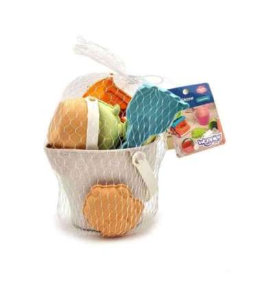 WOOPIE GREEN набор для песка + экскаватор в ведерке, 7 шт. биоразлагаемый органический материал