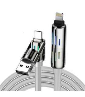 Kabel 4w1 USB-C/USB-A do USB-C/Lightning Blitzwolf BW-HDC6 1.2m 240W RGB (szary)