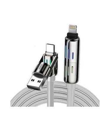 Kabel 4w1 USB-C/USB-A do USB-C/Lightning Blitzwolf BW-HDC6 1.2m 240W RGB (szary)