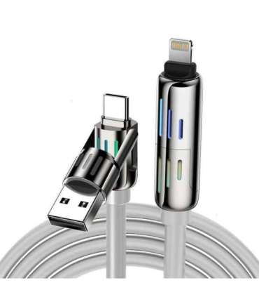 Kabel 4w1 USB-C/USB-A do USB-C/Lightning Blitzwolf BW-HDC6 1.2m 240W RGB (szary)