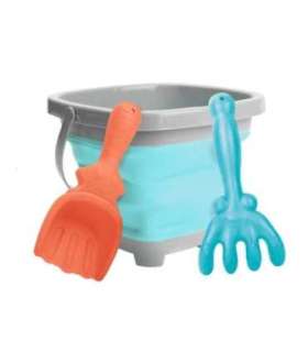 WOOPIE Набор: складное ведерко с граблями и лопаткой, синее