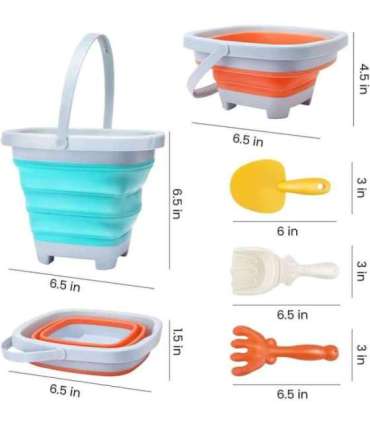 WOOPIE Набор: складное ведерко с граблями и лопаткой, синее