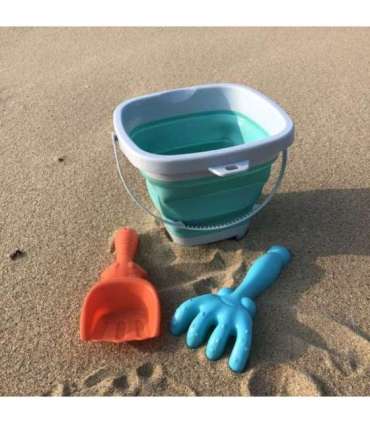 WOOPIE Набор: складное ведерко с граблями и лопаткой, синее