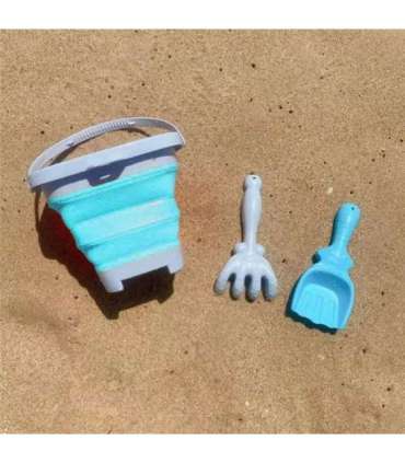 WOOPIE Набор: складное ведерко с граблями и лопаткой, синее