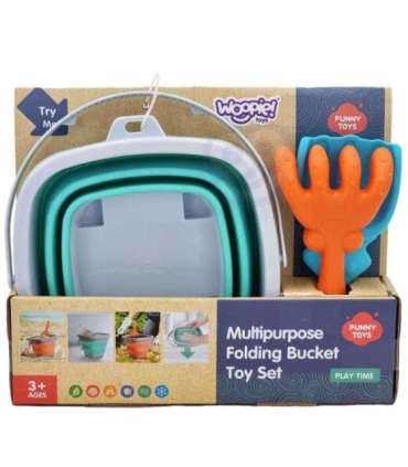 WOOPIE Набор: складное ведерко с граблями и лопаткой, синее