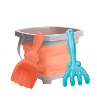 WOOPIE Набор: складное ведерко с граблями и лопаткой, оранжевое