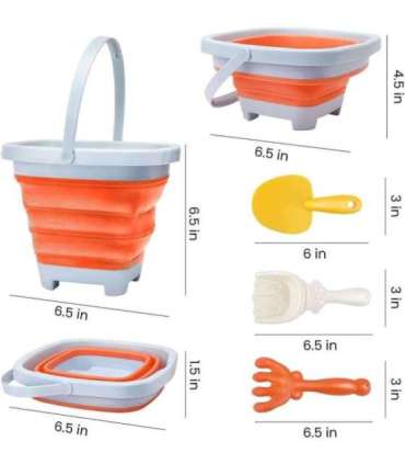 WOOPIE Набор: складное ведерко с граблями и лопаткой, оранжевое