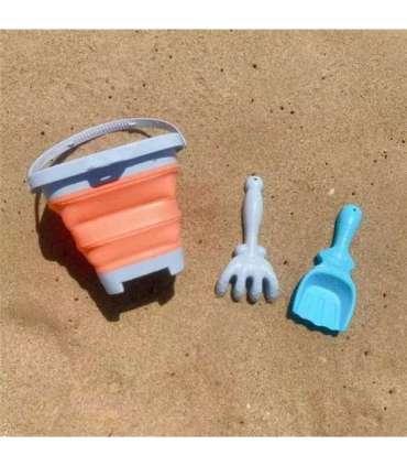 WOOPIE Набор: складное ведерко с граблями и лопаткой, оранжевое