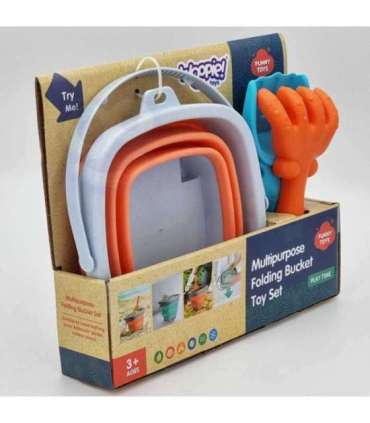 WOOPIE Набор: складное ведерко с граблями и лопаткой, оранжевое