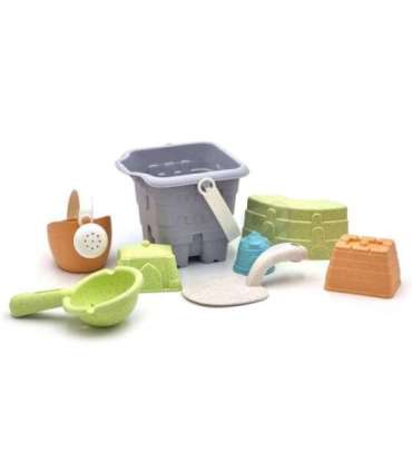 WOOPIE GREEN набор для песка в ведёрке — башня, 8 шт. Биодеградируемый органический материал