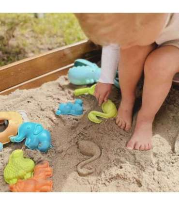 WOOPIE GREEN Набор из 10 предметов для песка с машинкой. Биологически разлагаемый органический материал