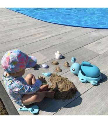 WOOPIE GREEN Набор 2 в 1 для песка и ванны Синяя черепашка, 8 шт. Биоразлагаемый органический материал