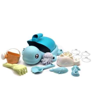 WOOPIE GREEN Набор 2 в 1 для песка и ванны Синяя черепашка, 8 шт. Биоразлагаемый органический материал