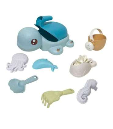 WOOPIE GREEN Набор 2 в 1 для песка и ванны Синяя черепашка, 8 шт. Биоразлагаемый органический материал