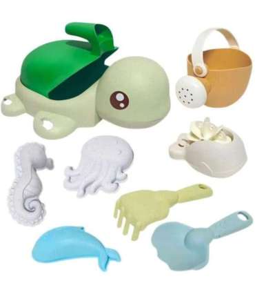 WOOPIE GREEN набор 2 в 1 для песка и ванны Черепашка, 8 шт. БИОРАЗЛАГАЕМЫЙ ОРГАНИЧЕСКИЙ МАТЕРИАЛ