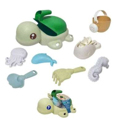 WOOPIE GREEN набор 2 в 1 для песка и ванны Черепашка, 8 шт. БИОРАЗЛАГАЕМЫЙ ОРГАНИЧЕСКИЙ МАТЕРИАЛ