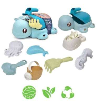 WOOPIE GREEN набор 2 в 1 для песка и ванны Черепашка, 8 шт. БИОРАЗЛАГАЕМЫЙ ОРГАНИЧЕСКИЙ МАТЕРИАЛ