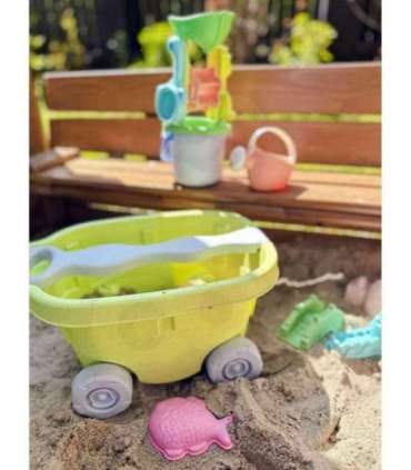WOOPIE GREEN Набор для песка с тележкой, 13 предметов. Биоразлагаемый органический материал