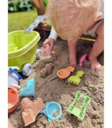 WOOPIE GREEN Набор для песка с тележкой, 13 предметов. Биоразлагаемый органический материал